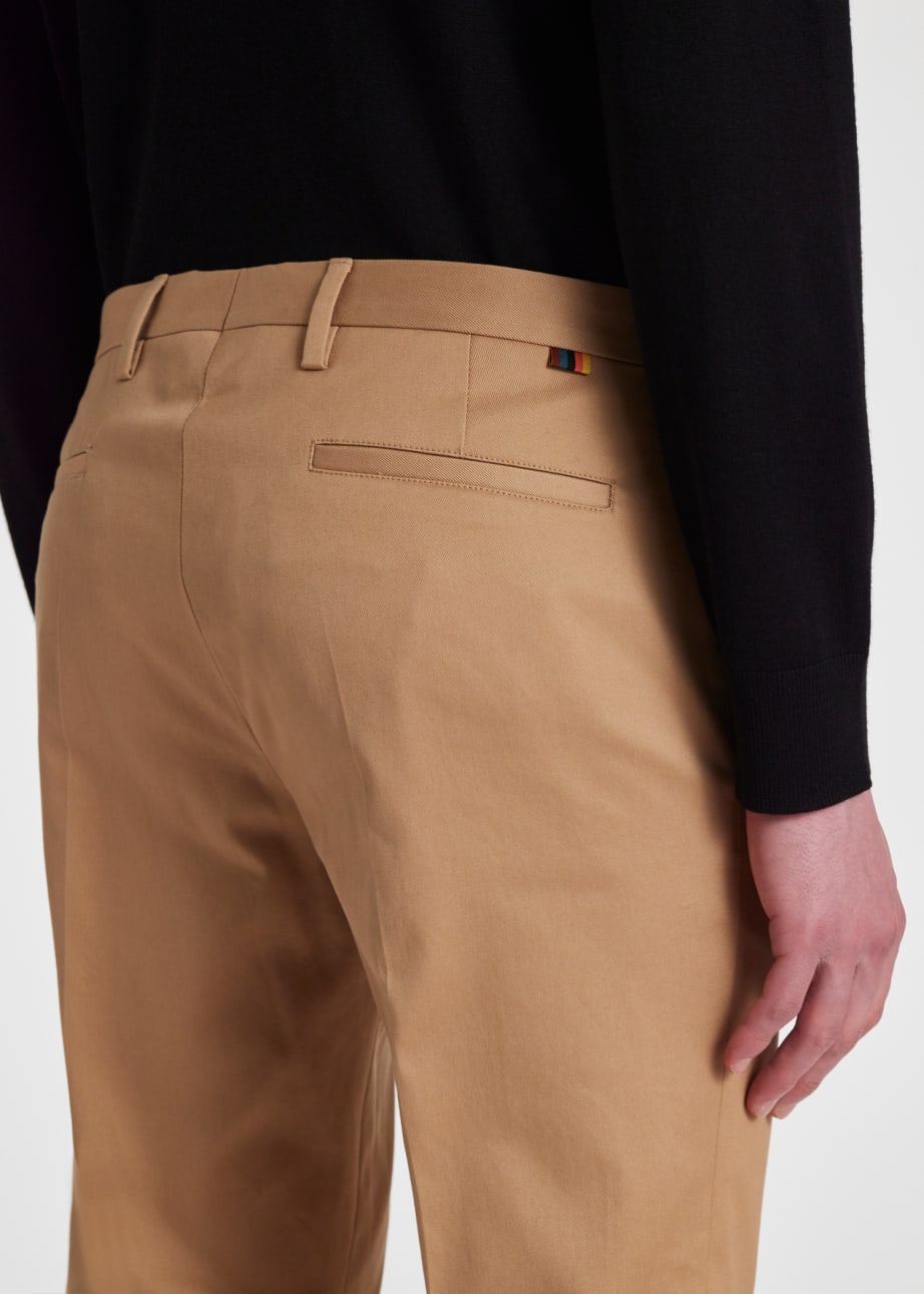 Men's Slim-Fit Tan Cotton-Stretch Chinos