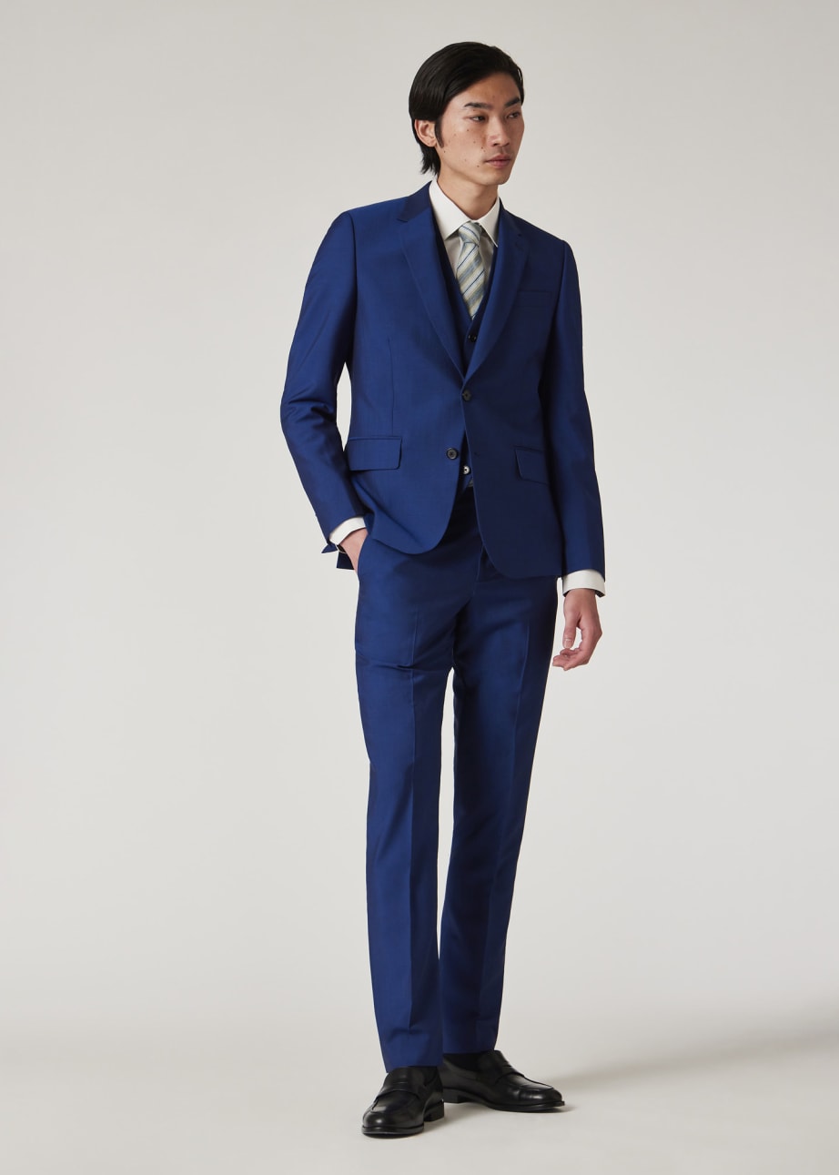 Model View - The Soho - Tailored-Fit Indigo Wool-Mohair Three-Piece Suit by Paul Smith