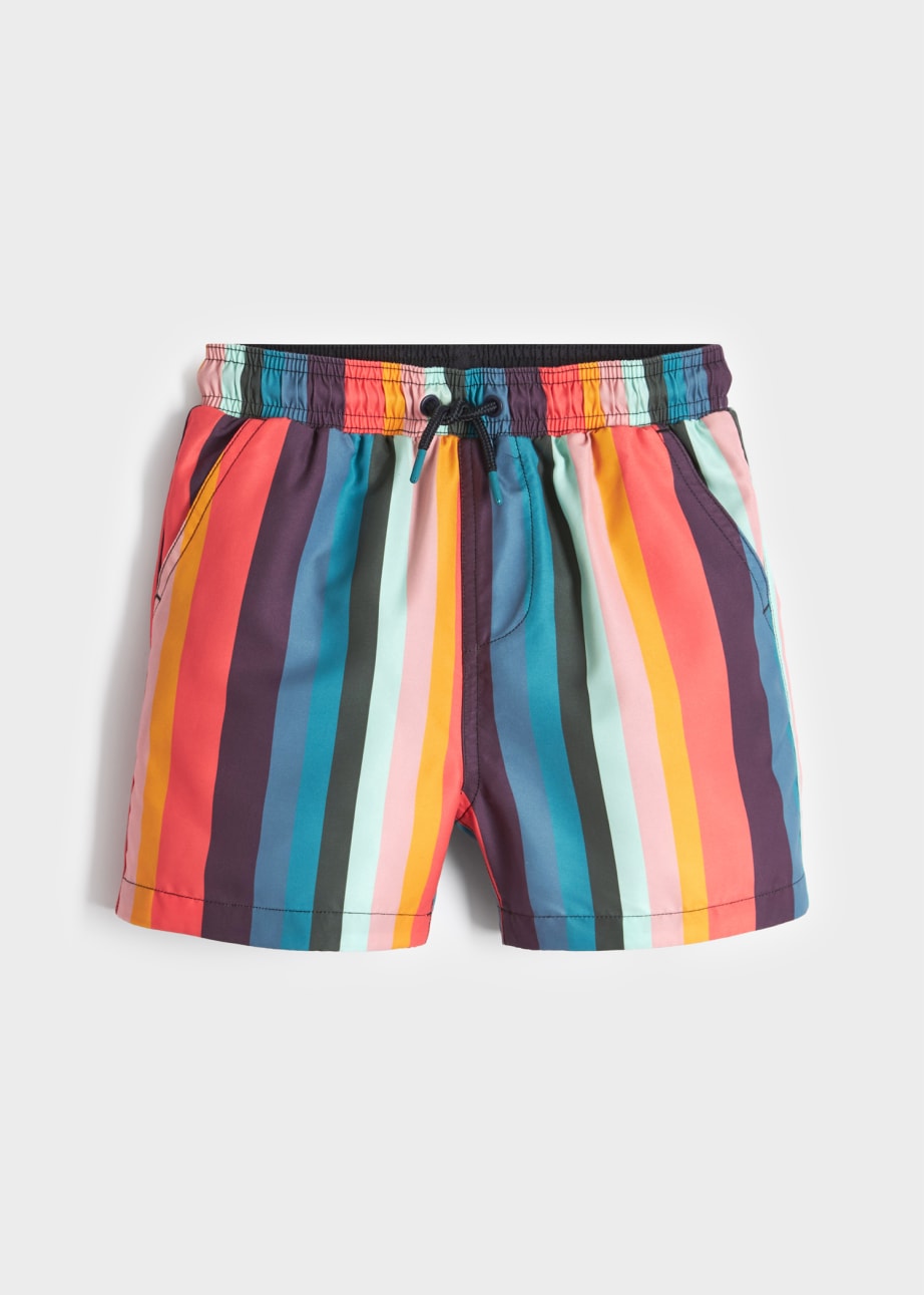 Front View - 2-13 Years 'Artist Stripe' Swim Shorts Paul Smith