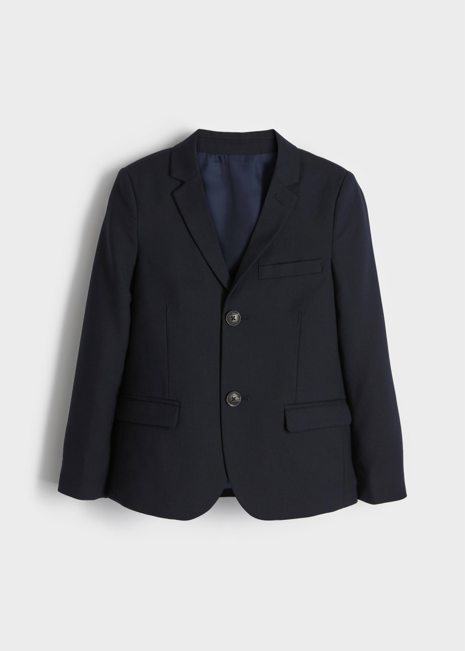 Front View - 2-16 Years Navy Wool Blazer Paul Smith