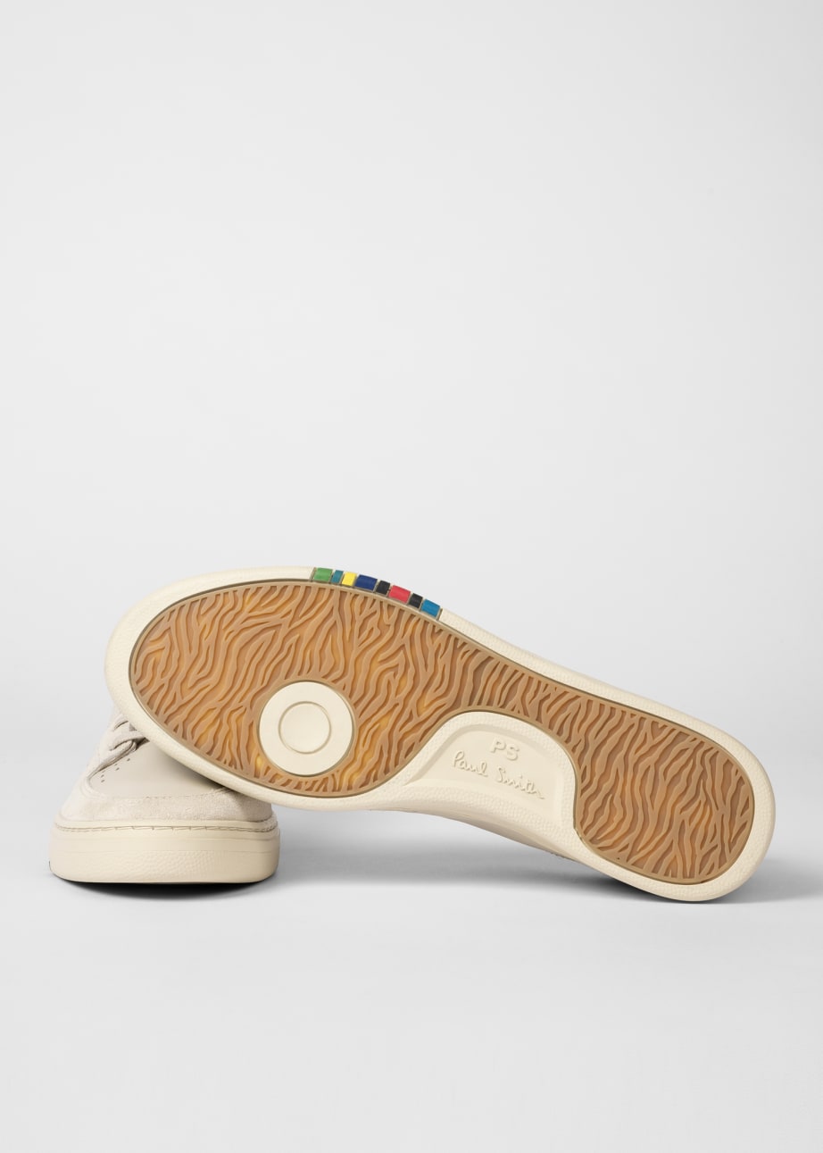 Pair View - Cream Leather 'Cosmo' Trainers With Red Trim Paul Smith