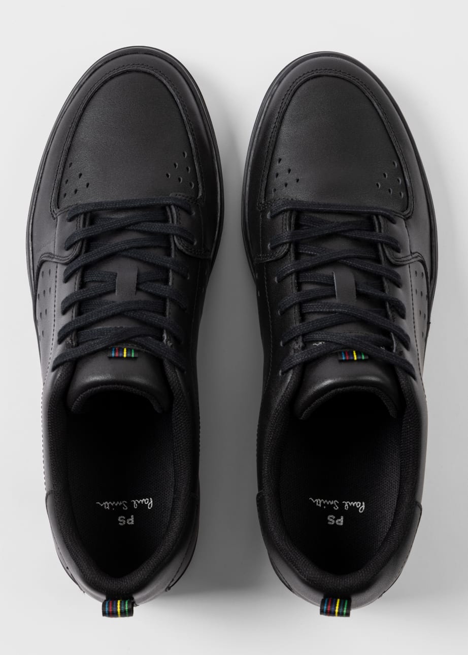 Product View - Men's Black Leather 'Cosmo' Trainers by Paul Smith