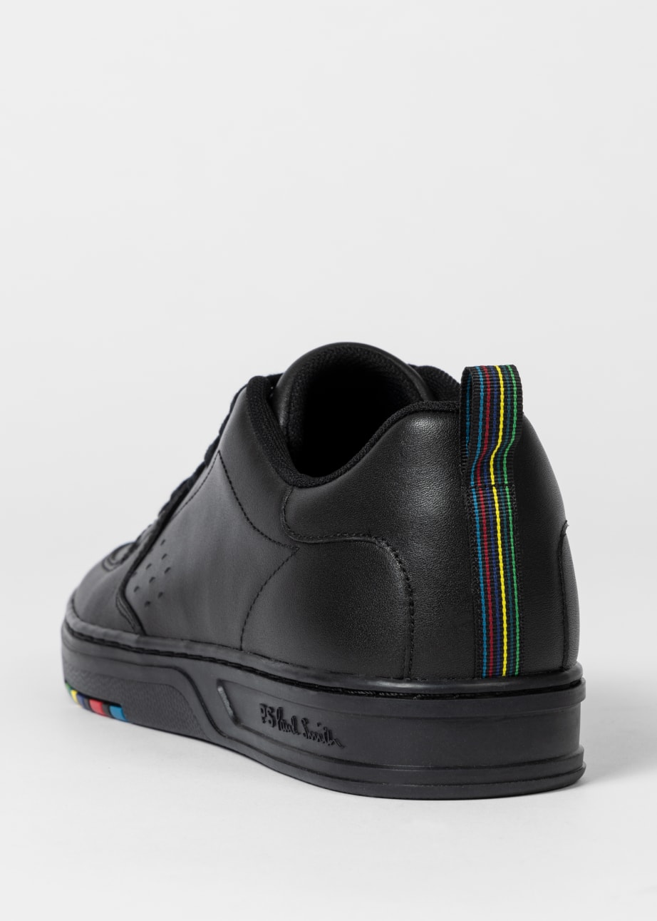 Product View - Men's Black Leather 'Cosmo' Trainers by Paul Smith