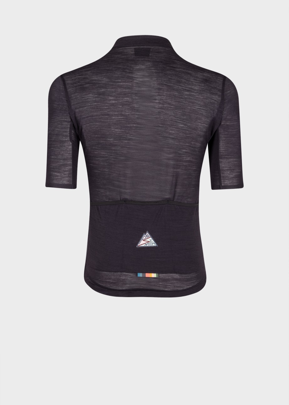 Back View - Navy Merino Wool-Blend Cycling Jersey Paul Smith