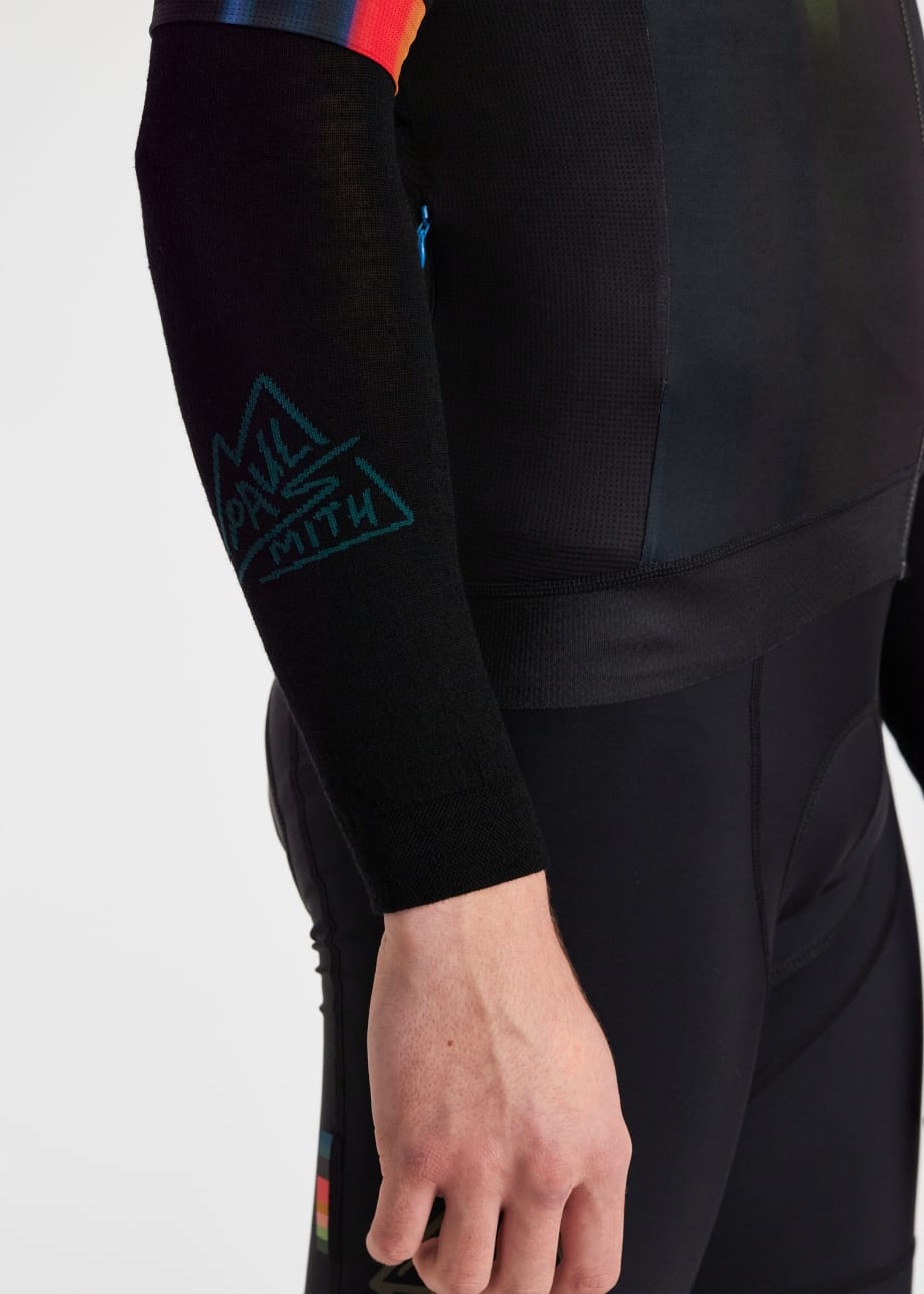 Model View - Black Wool-Blend Cycling Arm Warmers Paul Smith