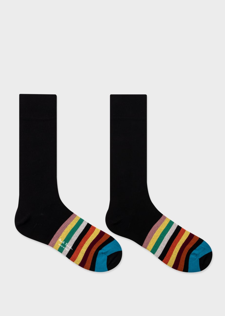 Pair View - Black Stripe Tipping Socks Paul Smith