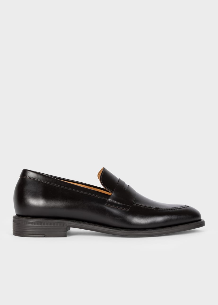 Front View - Dark Brown Leather 'Remi' Loafers Paul Smith