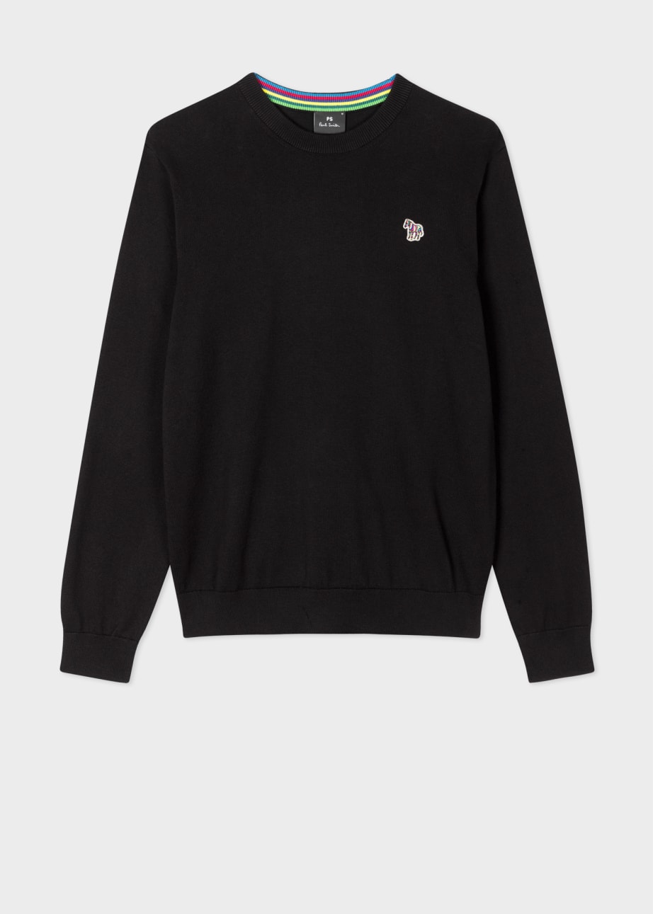 Product View - Men's Black Cotton Zebra Logo Sweater by Paul Smith