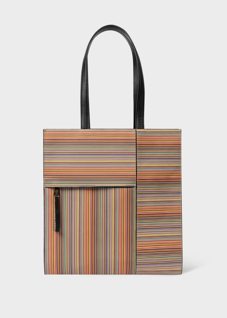 Product View - Leather 'Signature Stripe' Tote Bag by Paul Smith