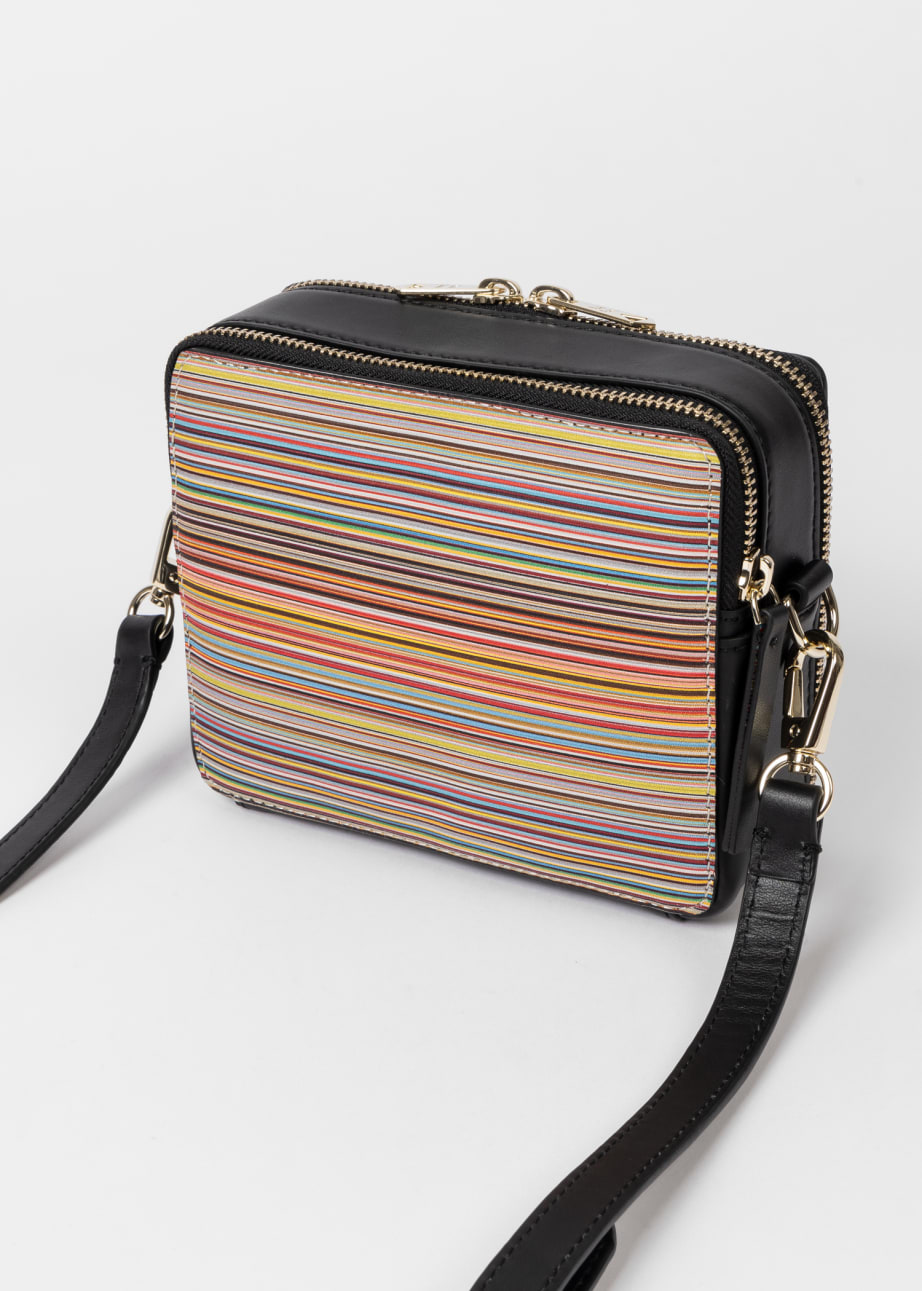 Women s Leather Signature Stripe Cross Body Bag