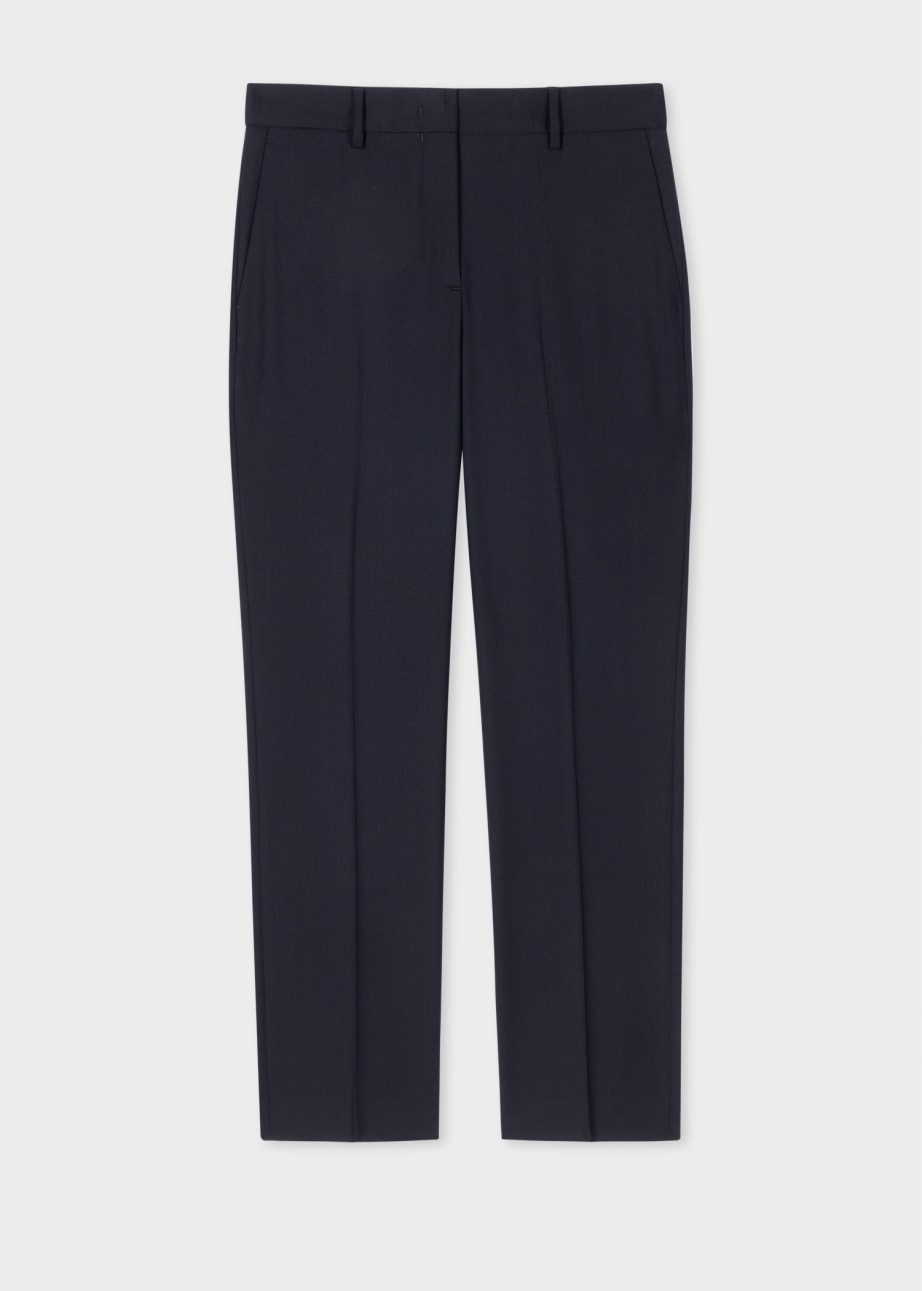 Product View - A Suit To Travel In - Women's Slim-Fit Navy Wool Trousers by Paul Smith