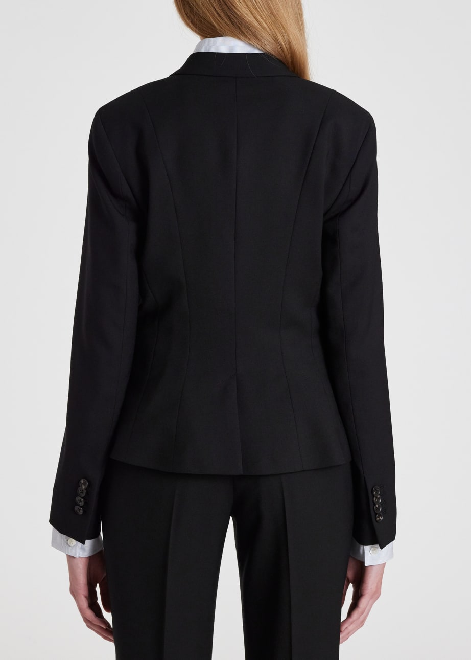 Model View - Women's Black Cropped 'A Suit To Travel In' Wool Blazer by Paul Smith