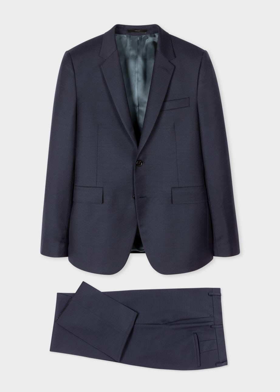 Front View - The Kensington - Slim-Fit Dark Navy Pin Dot Wool Suit Paul Smith