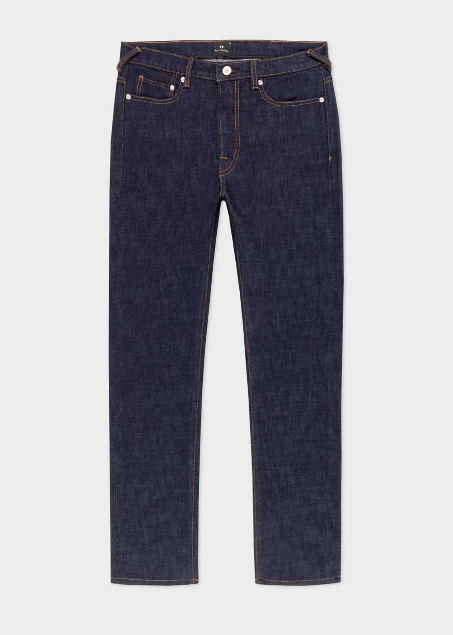 堅実な究極の Slim-Fit Indigo-Rinse 'Crosshatch Stretch' Jeans パンツ