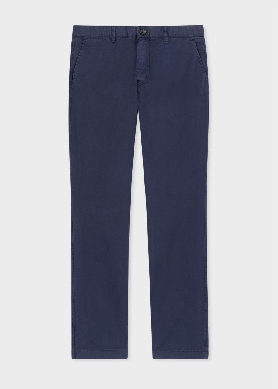 Front View - Slim-Fit Navy Cotton Twill Chinos Paul Smith