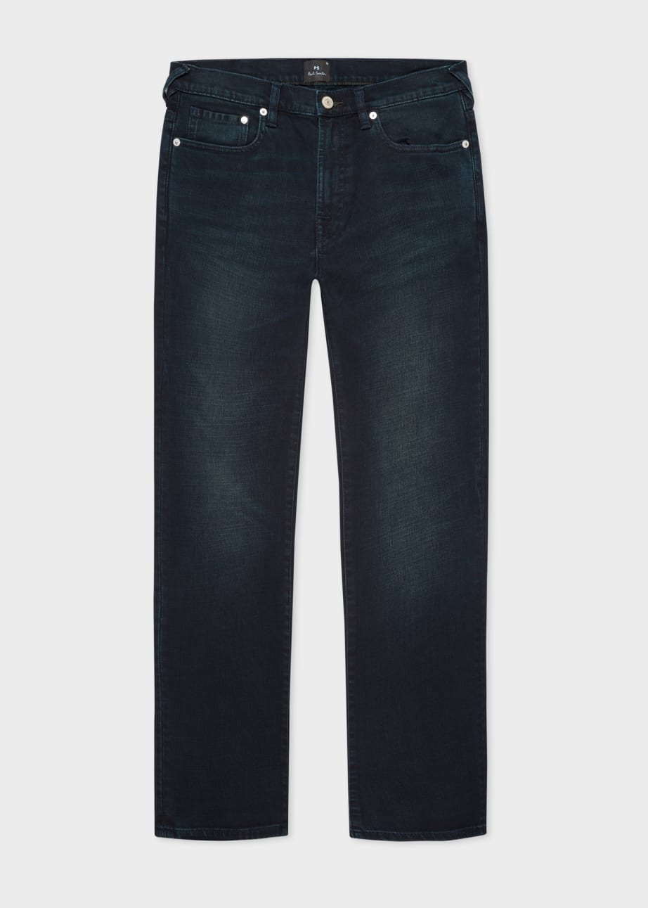 Front View - Slim-Standard Navy-Wash 'Crosshatch Stretch' Jeans Paul Smith