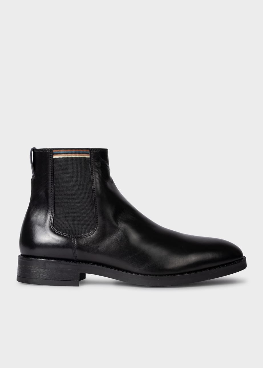 Front View -Black Leather 'Lansing' Chelsea Boots Paul Smith