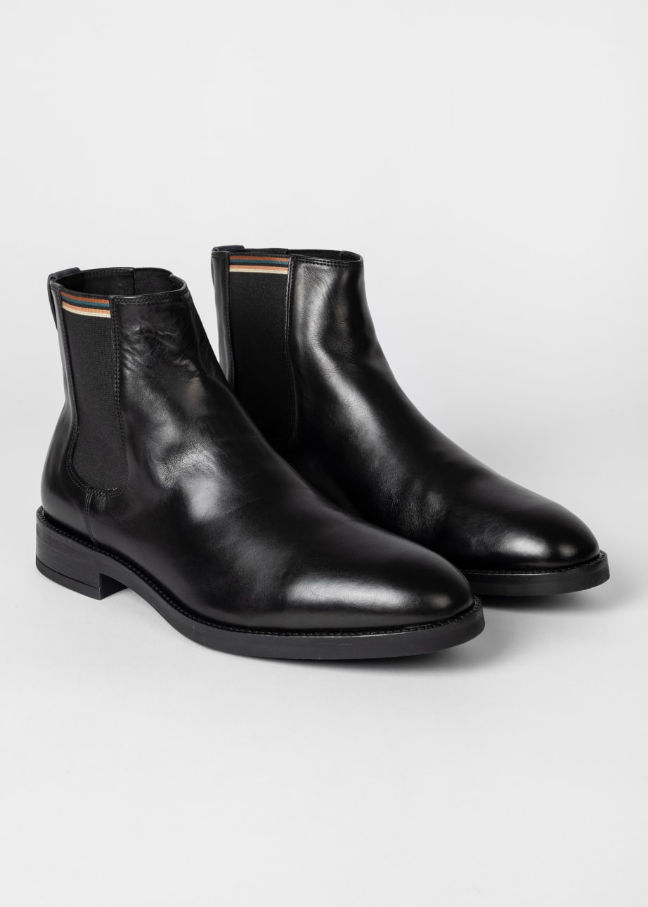 Pair View -Black Leather 'Lansing' Chelsea Boots Paul Smith