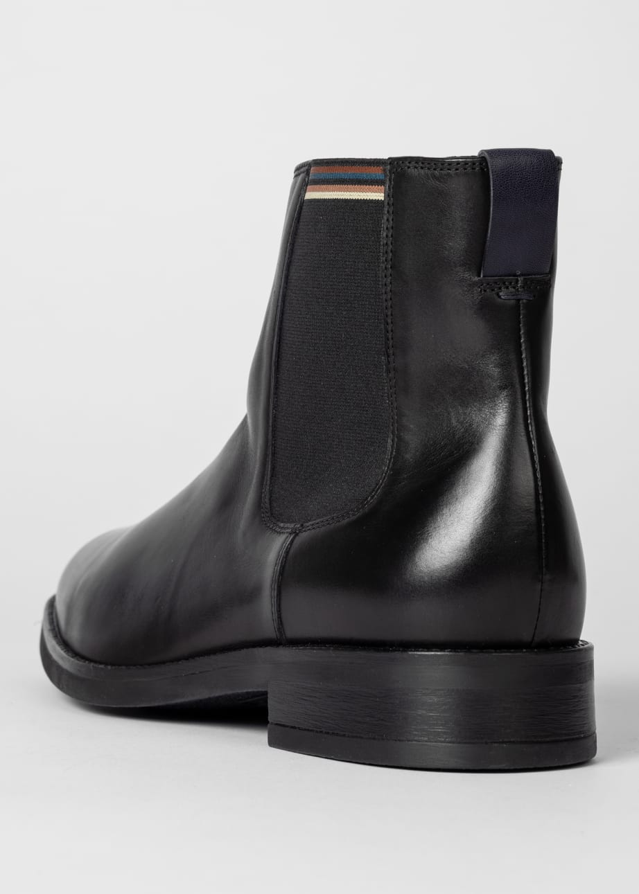 Detail View -Black Leather 'Lansing' Chelsea Boots Paul Smith