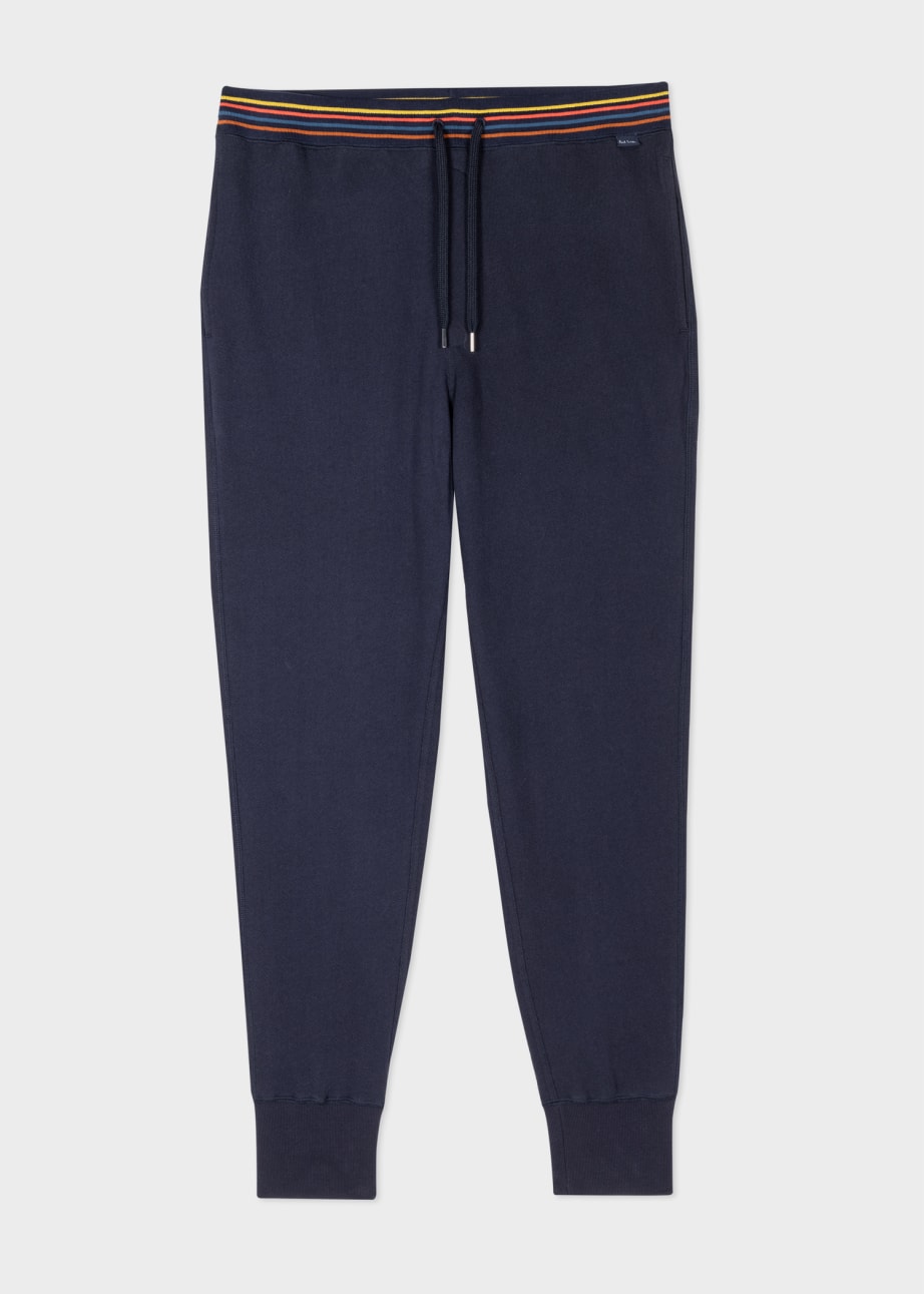 Front View - Navy Cotton 'Artist Stripe' Lounge Pants Paul Smith