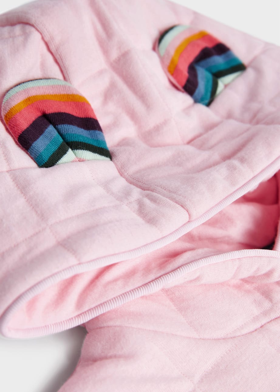 Detail View - Babies Light Pink Zebra Logo Quilted Baby Grow Paul Smith