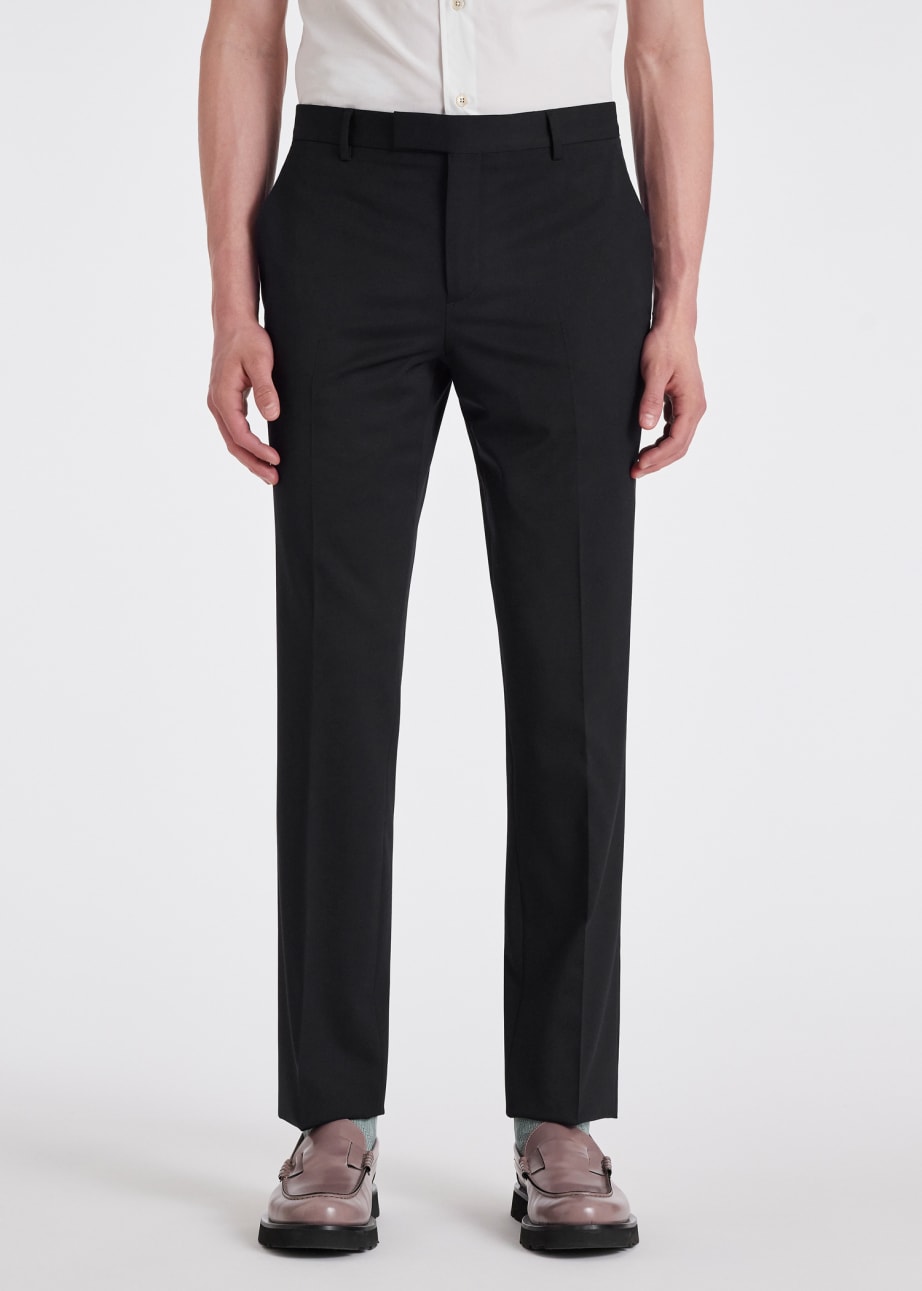 Model View - Slim-Fit Black Wool 'A Suit To Travel In' Trousers Paul Smith