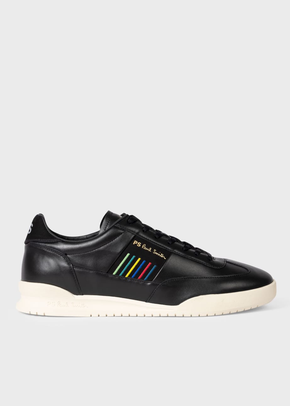 Front View - Black Leather 'Dover' Trainers Paul Smith