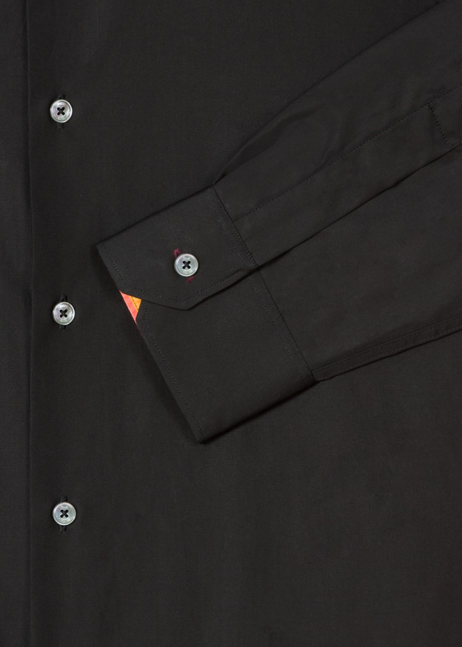 Detail View - Tailored-Fit Black Cotton 'Artist Stripe' Cuff Shirt Paul Smith