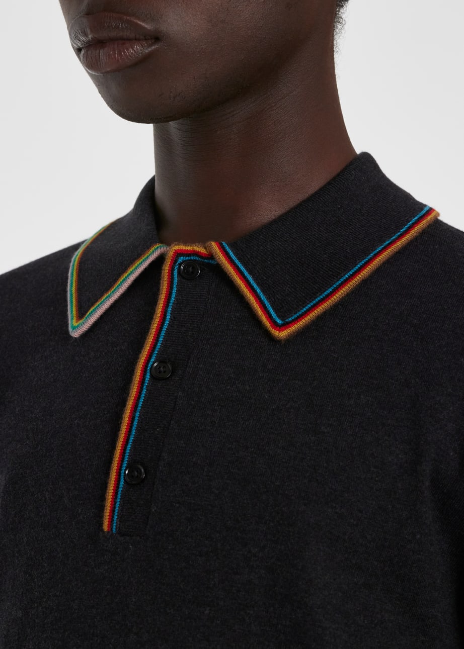 Detail View - 'Signature Stripe' Long-Sleeve Polo Shirt Paul Smith