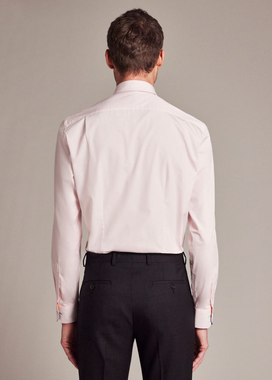 Model View - Tailored-Fit Pink Cotton 'Artist Stripe' Cuff Shirt Paul Smith