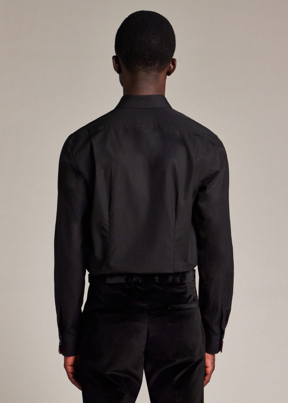 Model View - Tailored-Fit Black Cotton 'Artist Stripe' Cuff Shirt Paul Smith