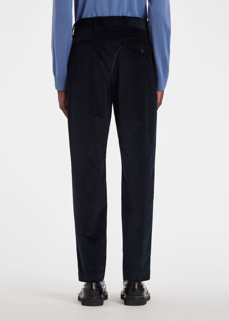 Product View - Tapered-Fit Navy Corduroy Cotton Trousers by Paul Smith