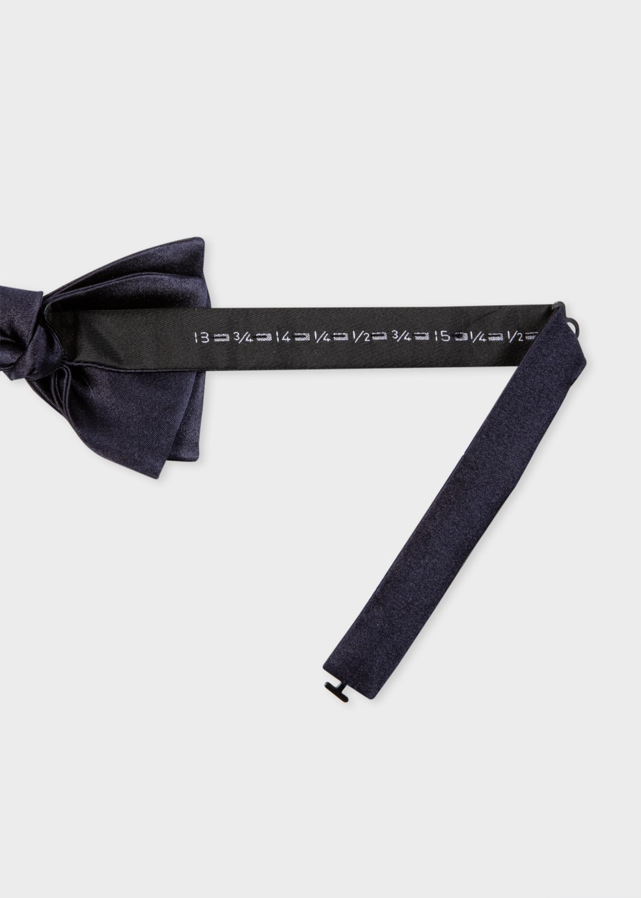 Detail View - Navy Silk Satin Self-Tie Bow Tie Paul Smith