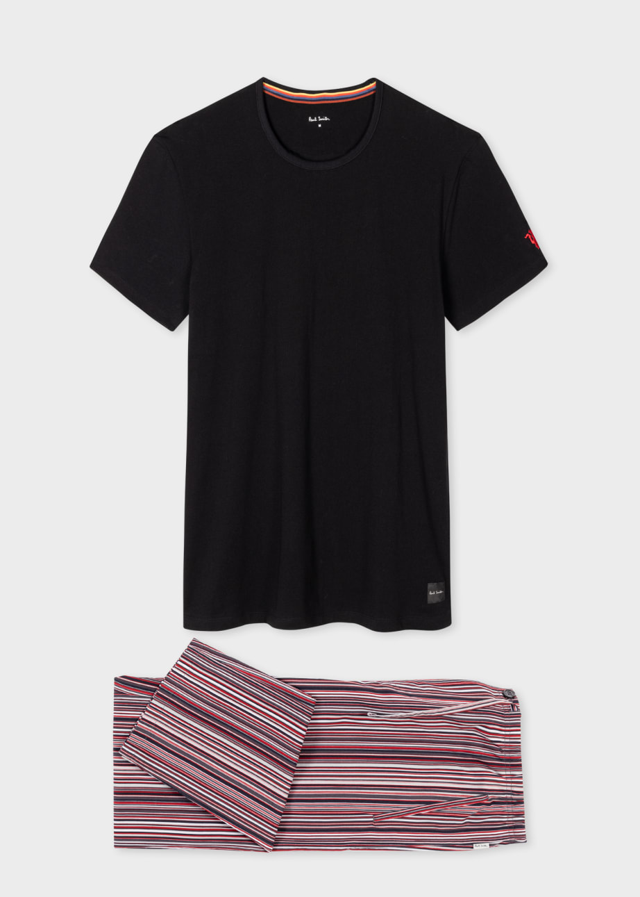 Front View - Paul Smith & Manchester United  - 'Signature Stripe' Pyjama T-Shirt Set Paul Smith