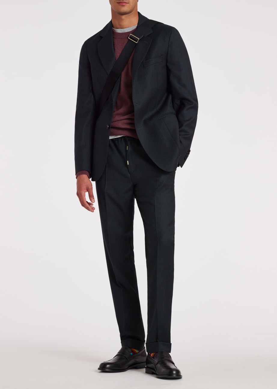 Dark Green Wool-Cashmere Two-Button Blazer