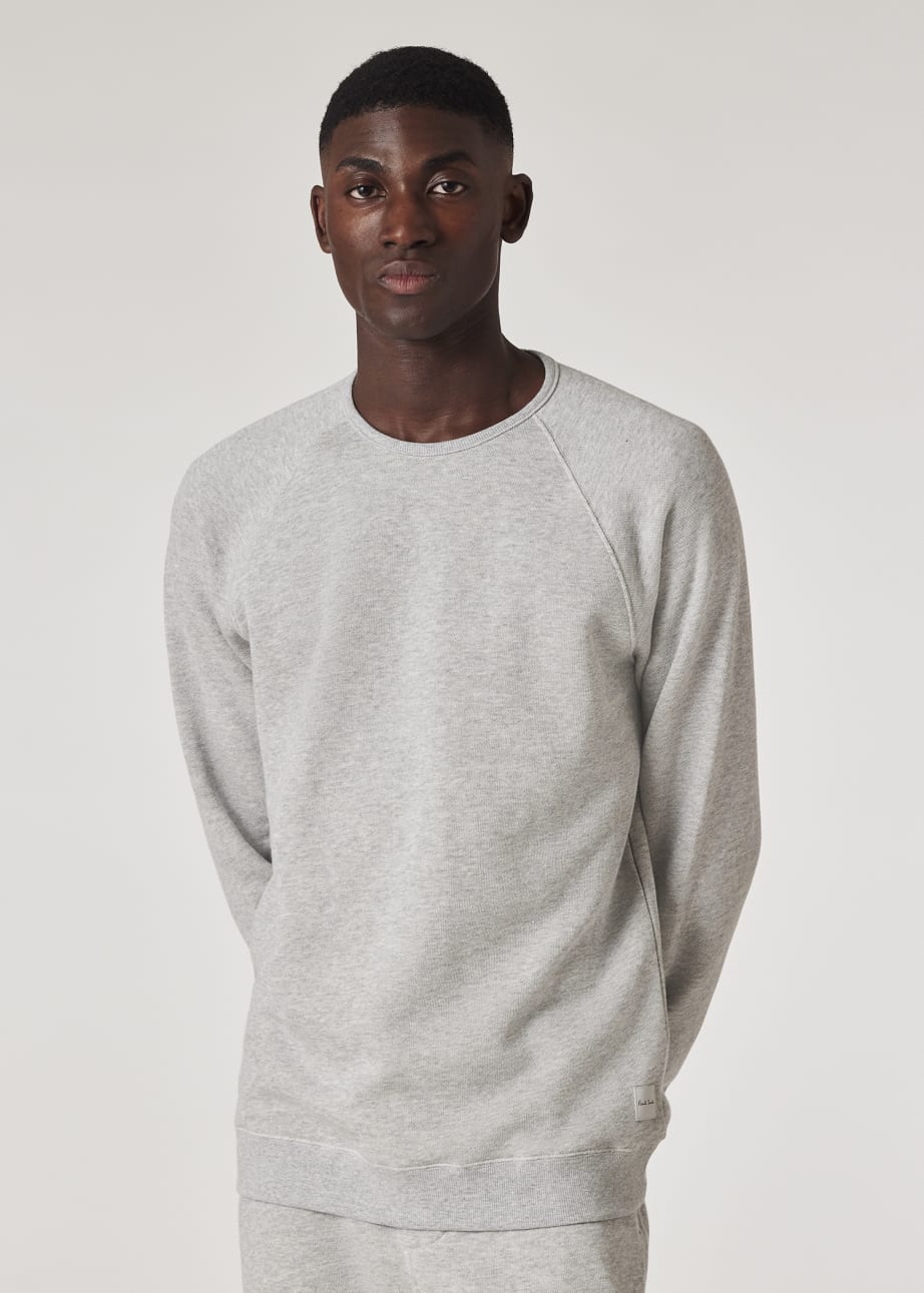 Model View - Pale Grey Jersey Cotton 'Artist Stripe' Long-Sleeve Top Paul Smith