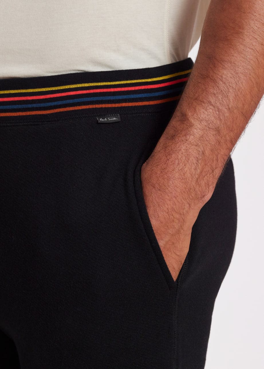 Model View - Black Cotton 'Artist Stripe' Lounge Pants Paul Smith