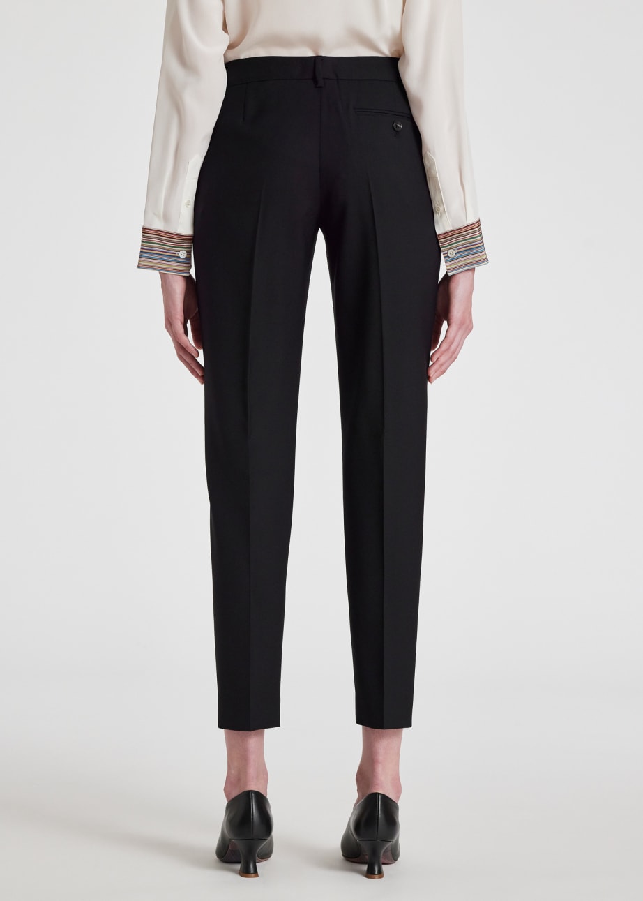 Model View - A Suit To Travel In - Women's Black Slim-Fit Wool Trousers Paul Smith