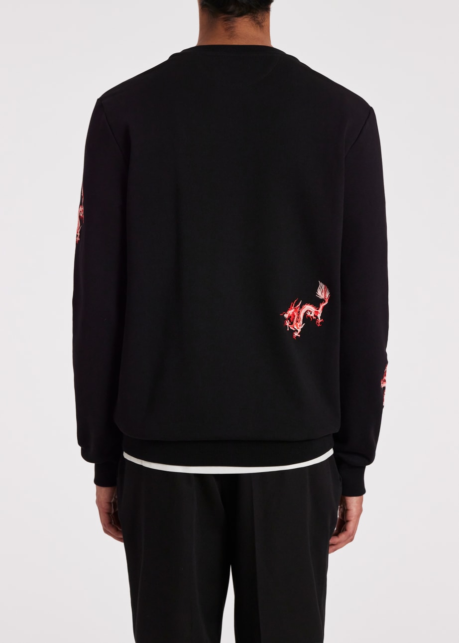 Model View - Black 'Year Of The Dragon' Embroidered Sweatshirt Paul Smith