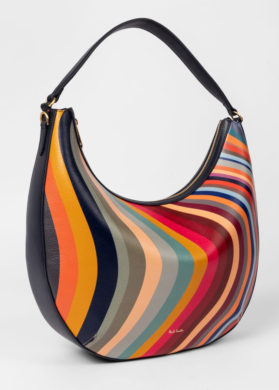 Women s Swirl Leather Medium Round Hobo Bag