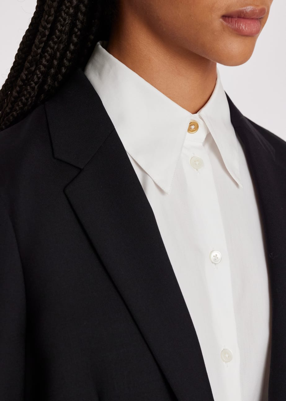 Model View - A Suit To Travel In - Women's Black Wool Travel Blazer  by Paul Smith