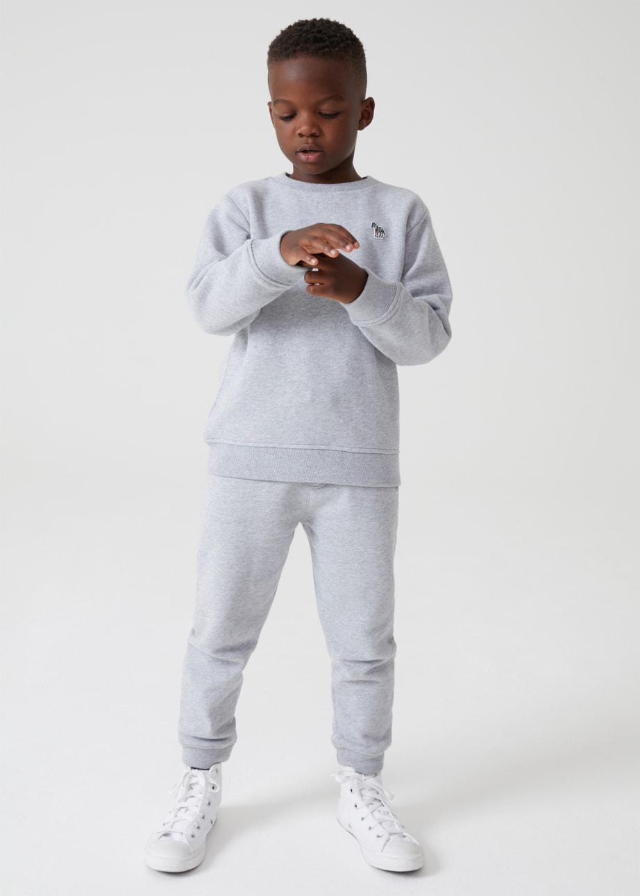 Model View - 2-13 Years Grey Marl Zebra Logo Joggers Paul Smith