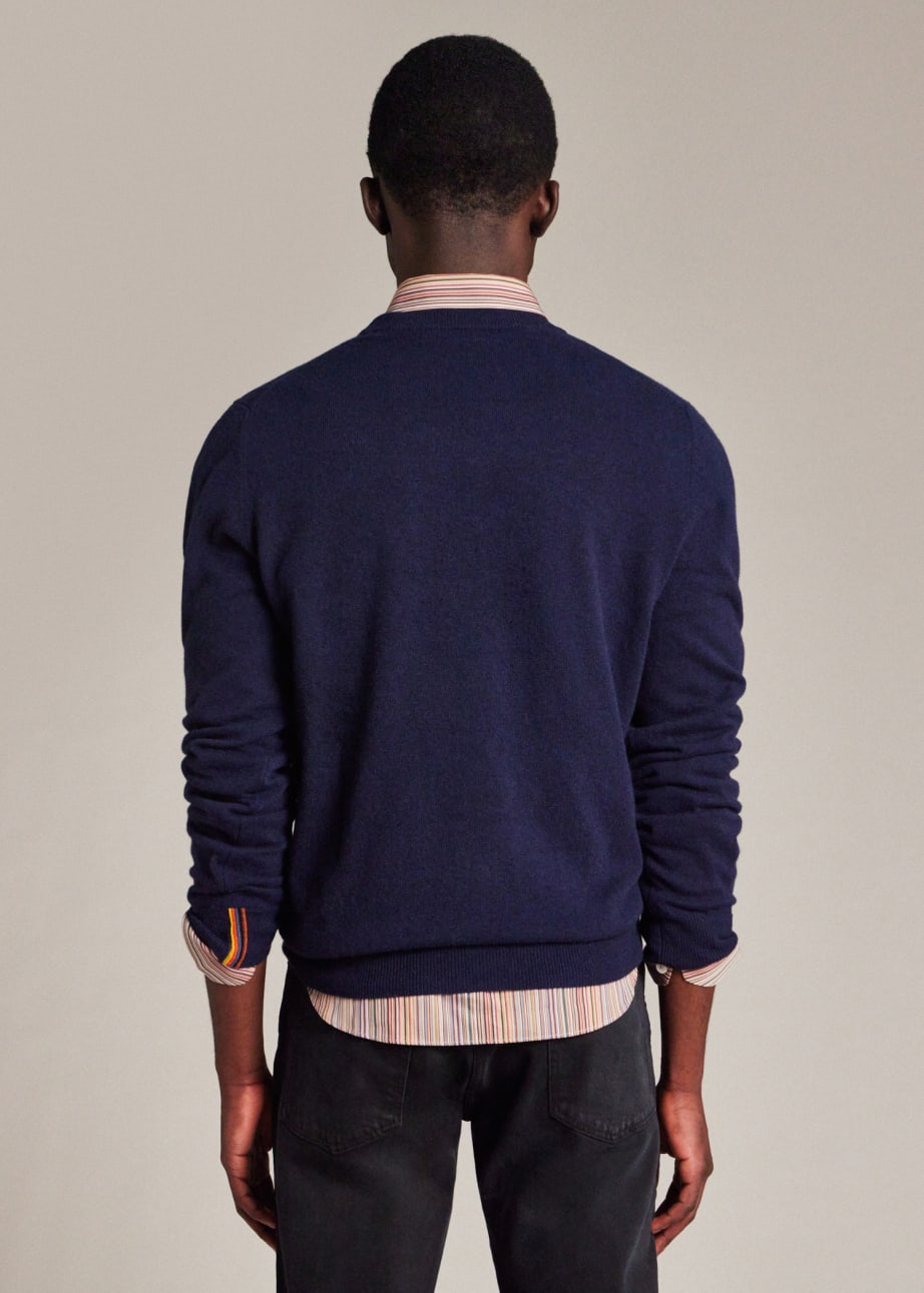 Model View - Navy Cashmere Crew Neck Sweater Paul Smith