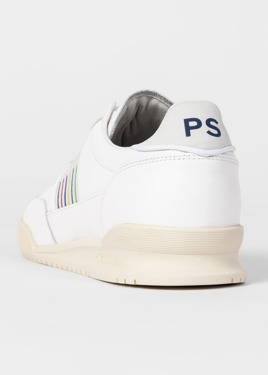 Detail View - White Leather 'Dover' 'Sports Stripe' Trainers Paul Smith