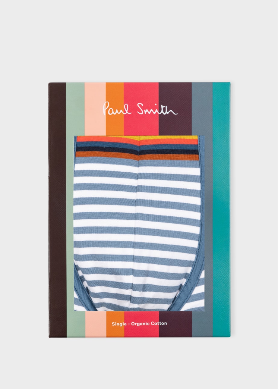 Detail View - White and Blue Stripe Low-Rise Boxer Briefs Paul Smith