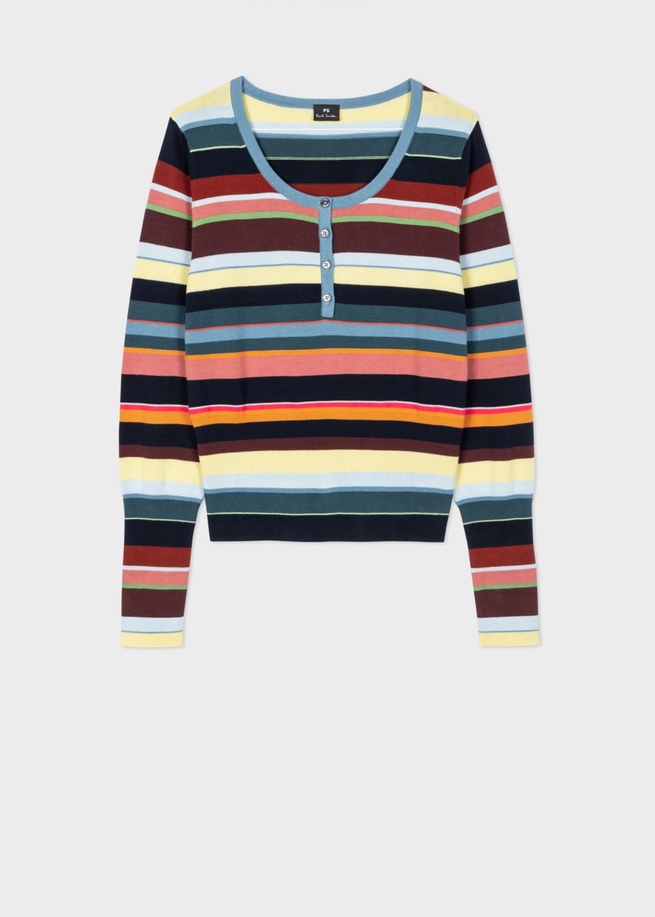 Front View - Women's Multi Stripe Knitted Top Paul Smith