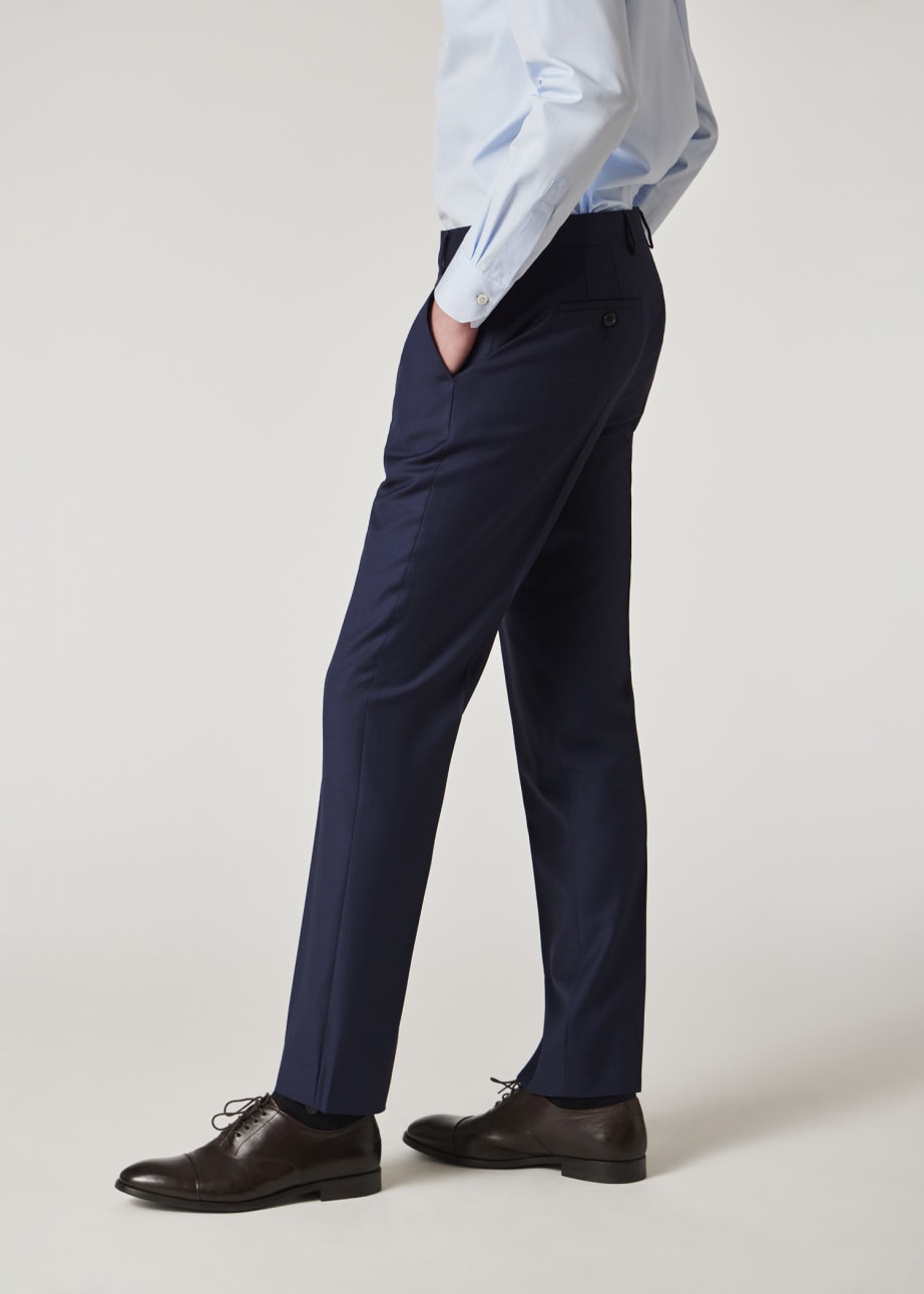 Model View - The Soho - Tailored-Fit Navy Sharkskin Suit Paul Smith