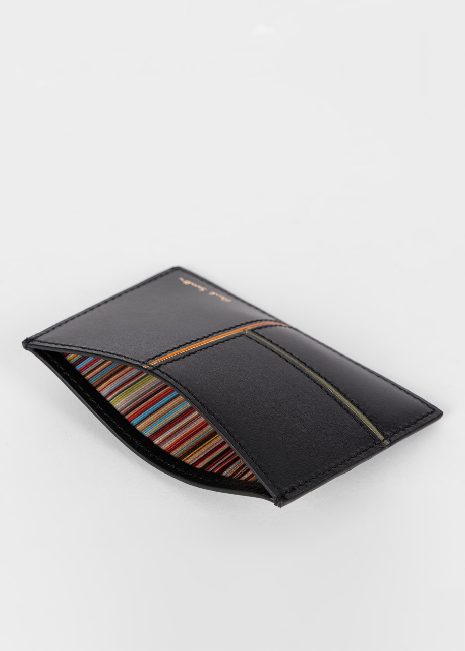Detail View - Black Panelled Leather Card Holder Paul Smith