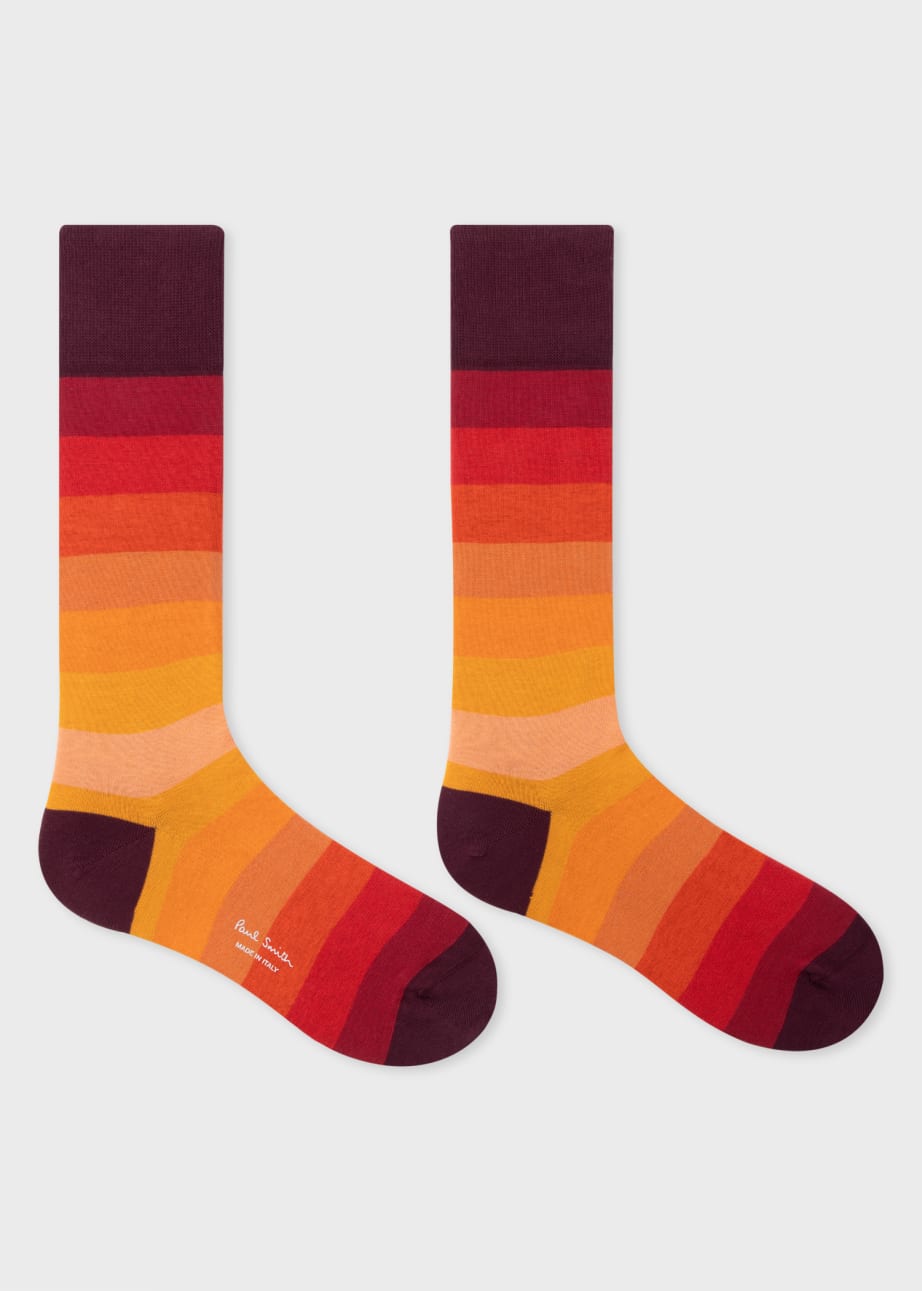 Pair View - Orange Gradient Stripe Socks Paul Smith