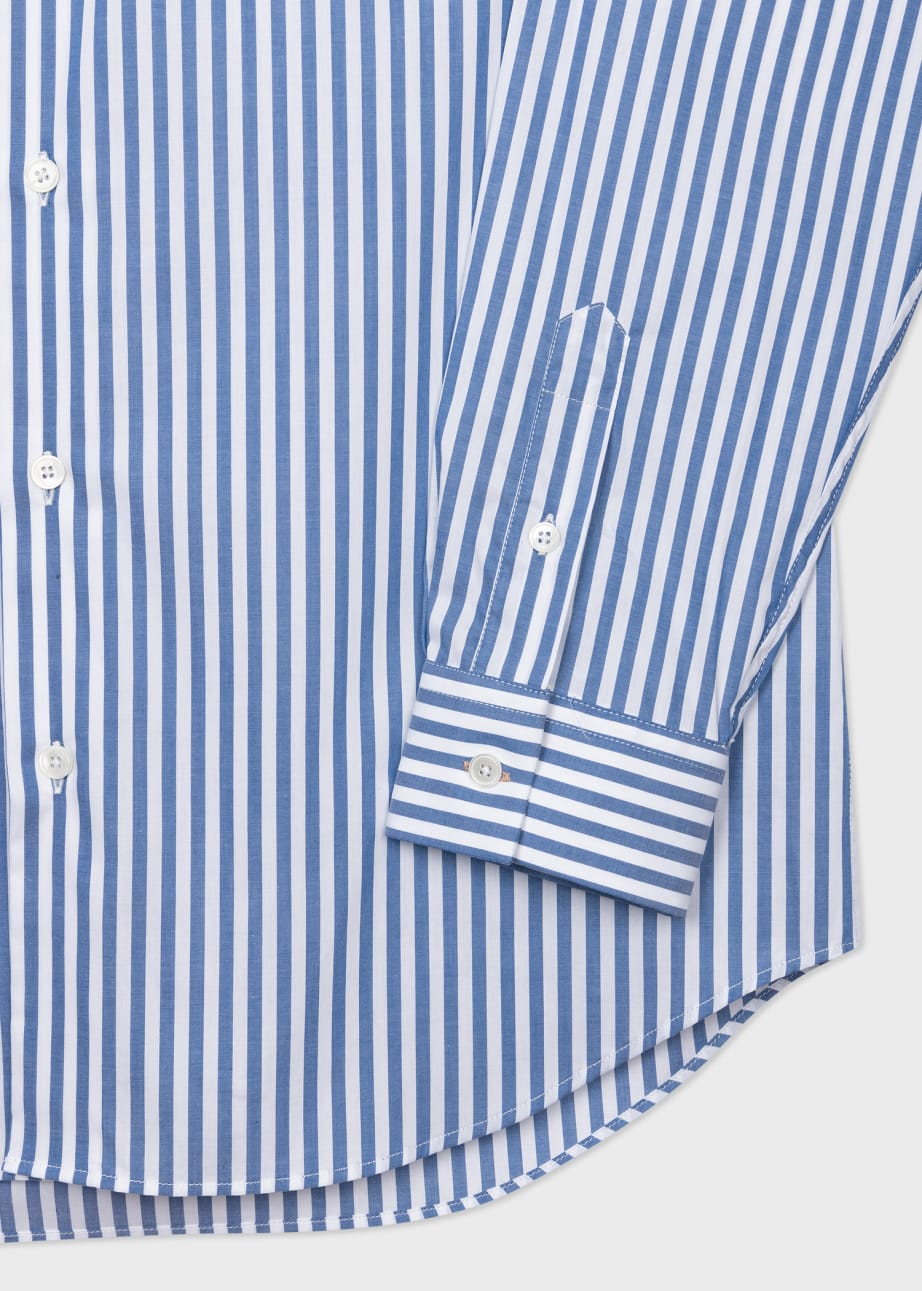 Detail View - Casual-Fit Blue and White Stripe Button-Down Shirt Paul Smith